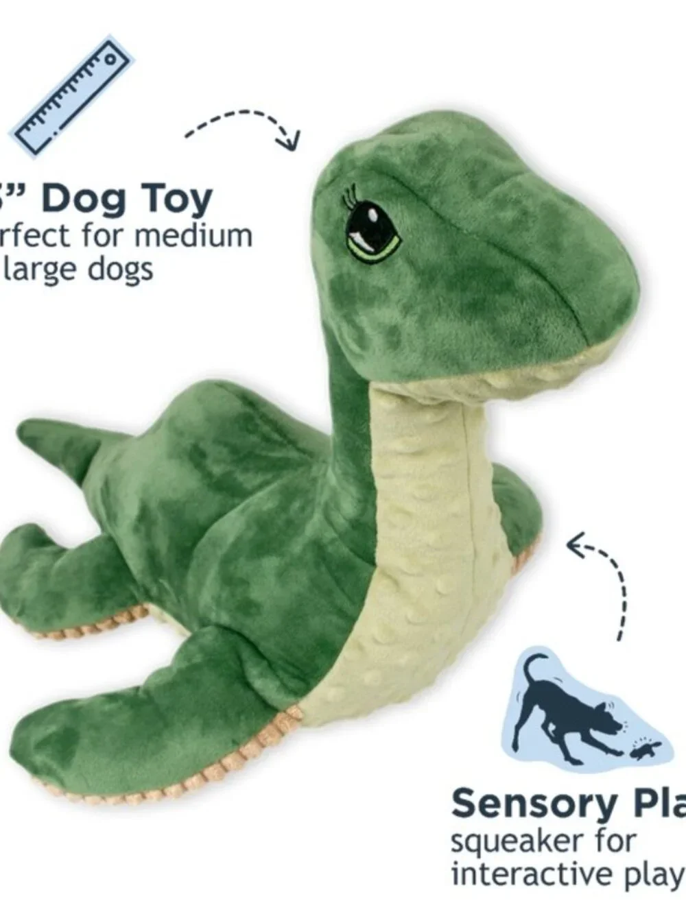 Tall Tails Nessie Dinosaur with Squeaker Dog Toy Medium Large Dogs